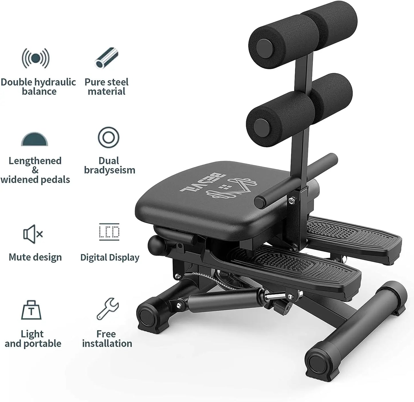 Stair Stepper with Resistance Bands AB Workout Machine