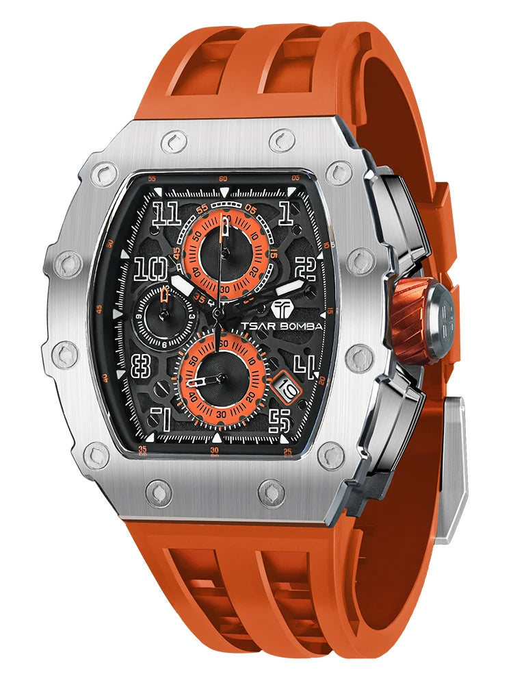 Waterproof Quartz Chronograph Rectangle Wristwatch