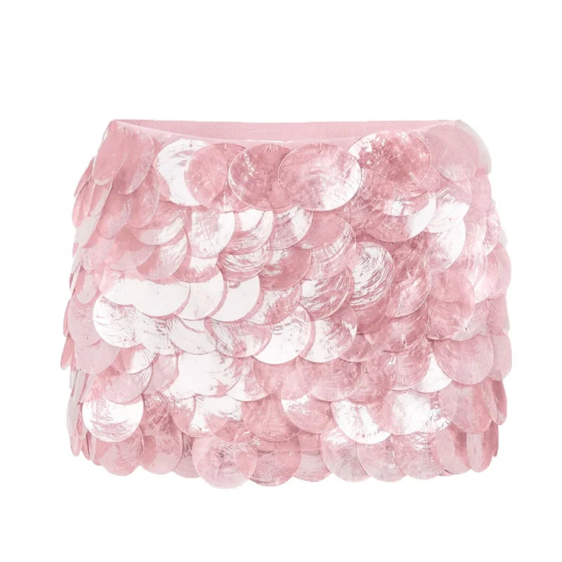 Casual Low Rise Sequins Skirt Party Clubwear