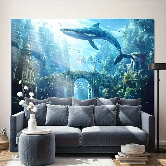 Fantasy Underwater World Whale Scene Tapestry