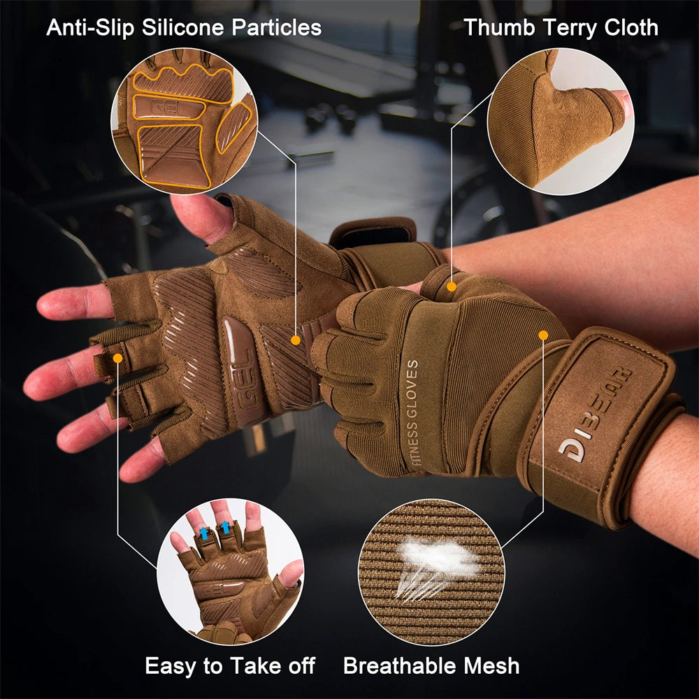 Bodybuilding Gym Gloves for Men Women Anti-Slip