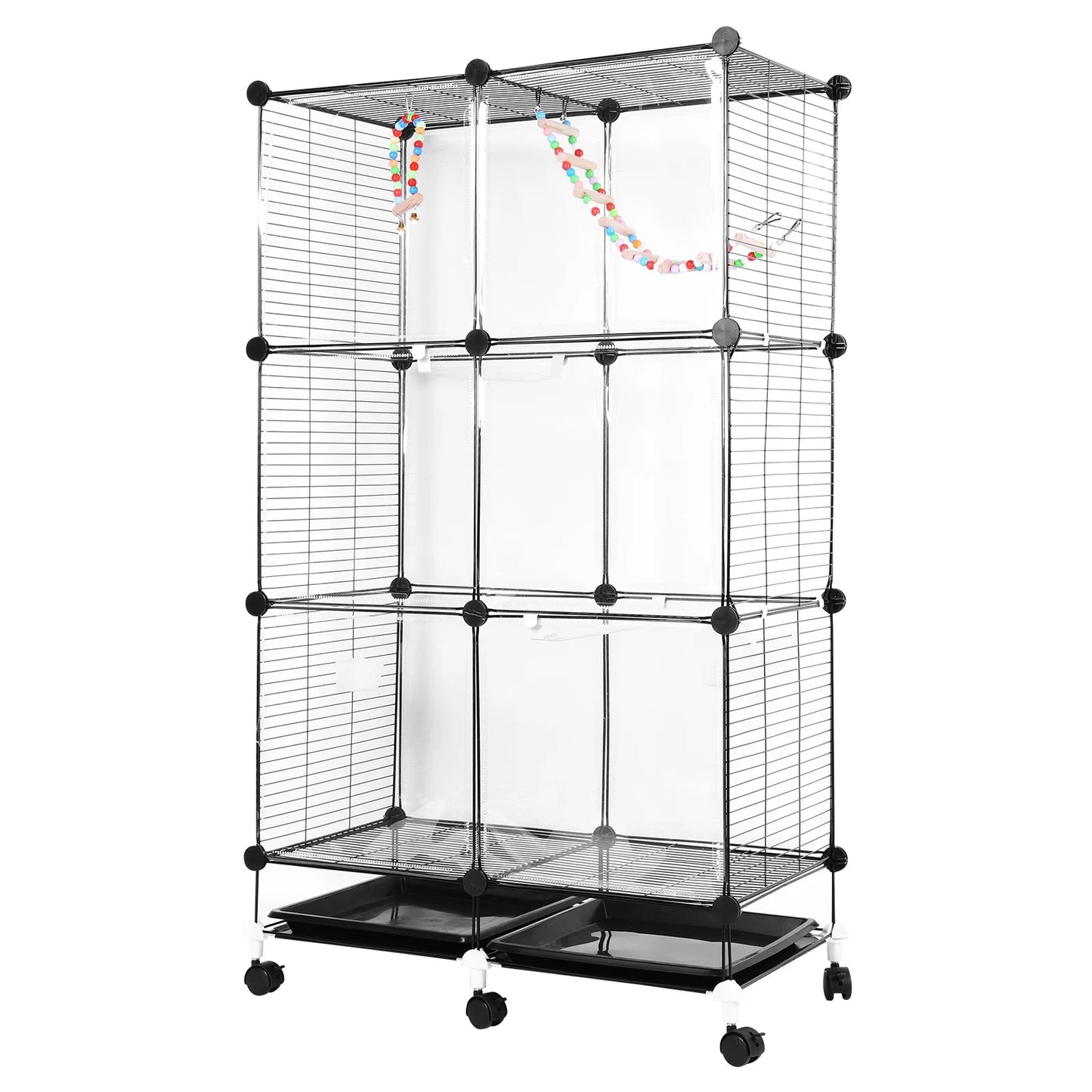 Bird Cage Universal with Wheels Stand Tray Swing Ladder