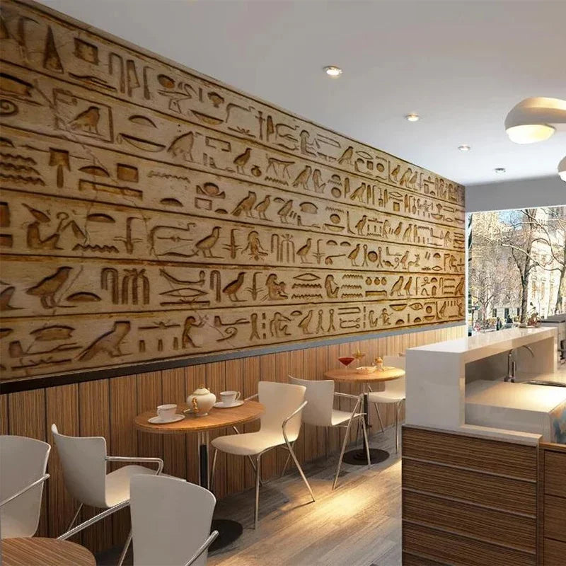 Custom Photo Wallpaper European Style Retro Egyptian Classical Pattern Murals Restaurant Cafe Background Wall Decor Frescoes
