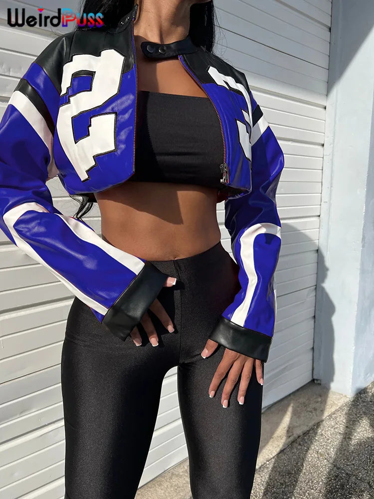 Faux Leather Streetwear Trend Crop Coat