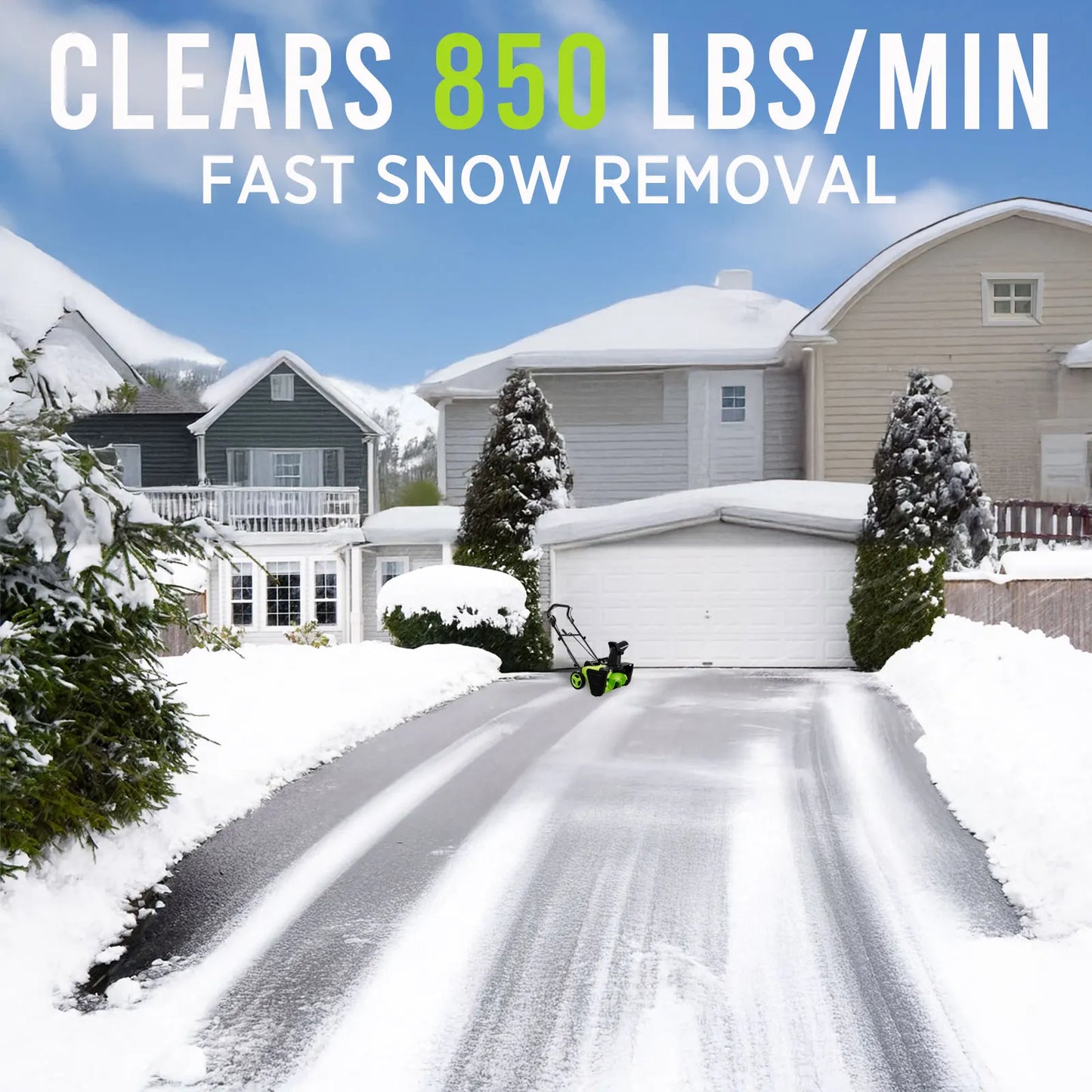 42V 20" Cordless Snow Blower Dual 4.0Ah Batteries & Charger Included