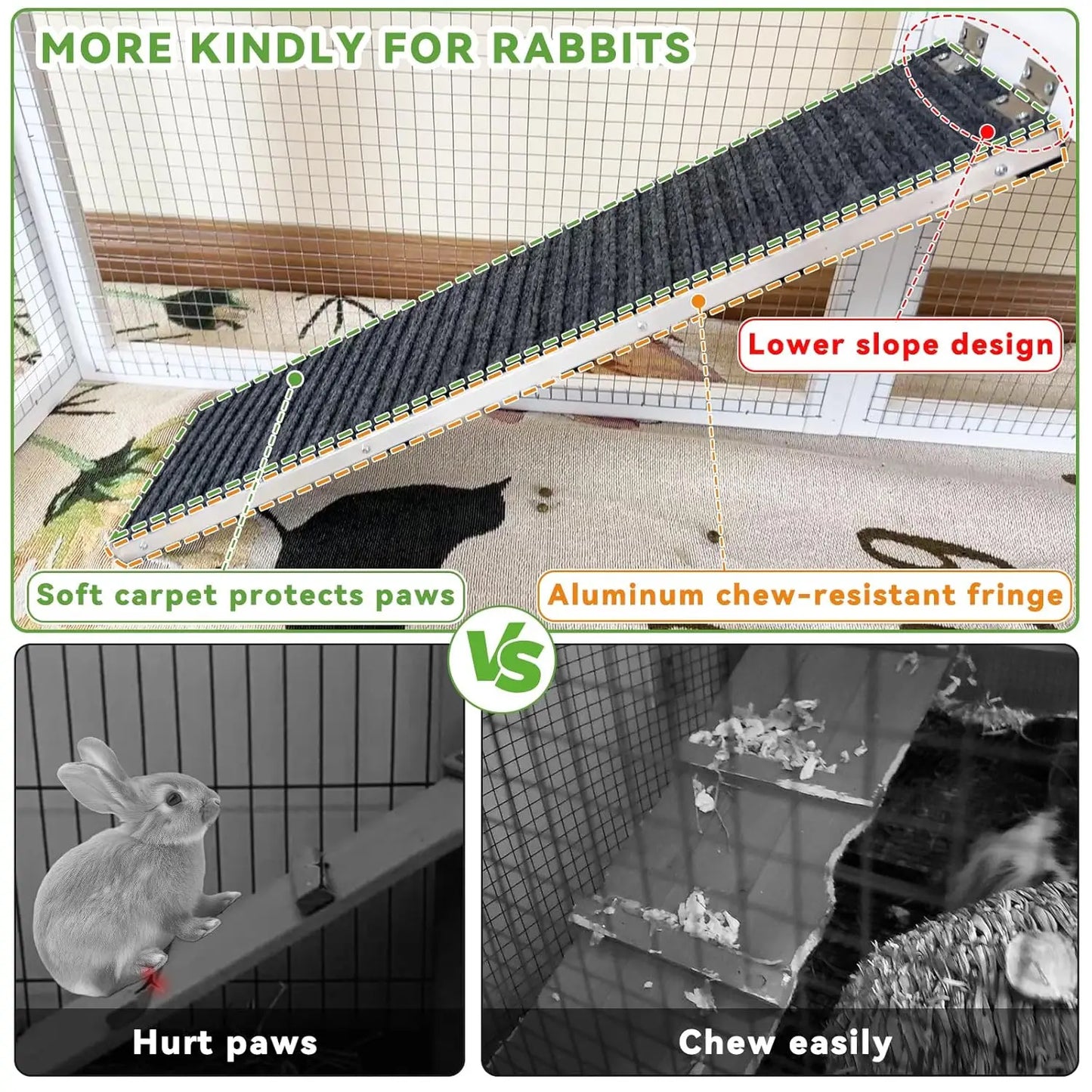 Rabbit Cage Indoor/Outdoor with Metal Mesh Floor & Removable Tray