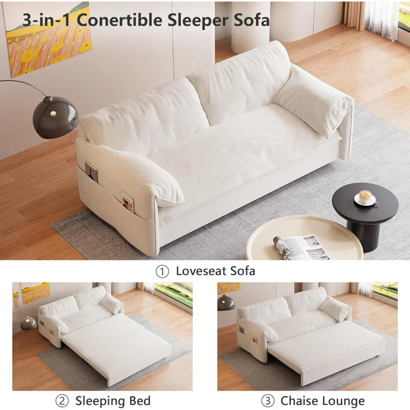 63.8" Queen Pull Out Sofa Bed Convertible Sleeper