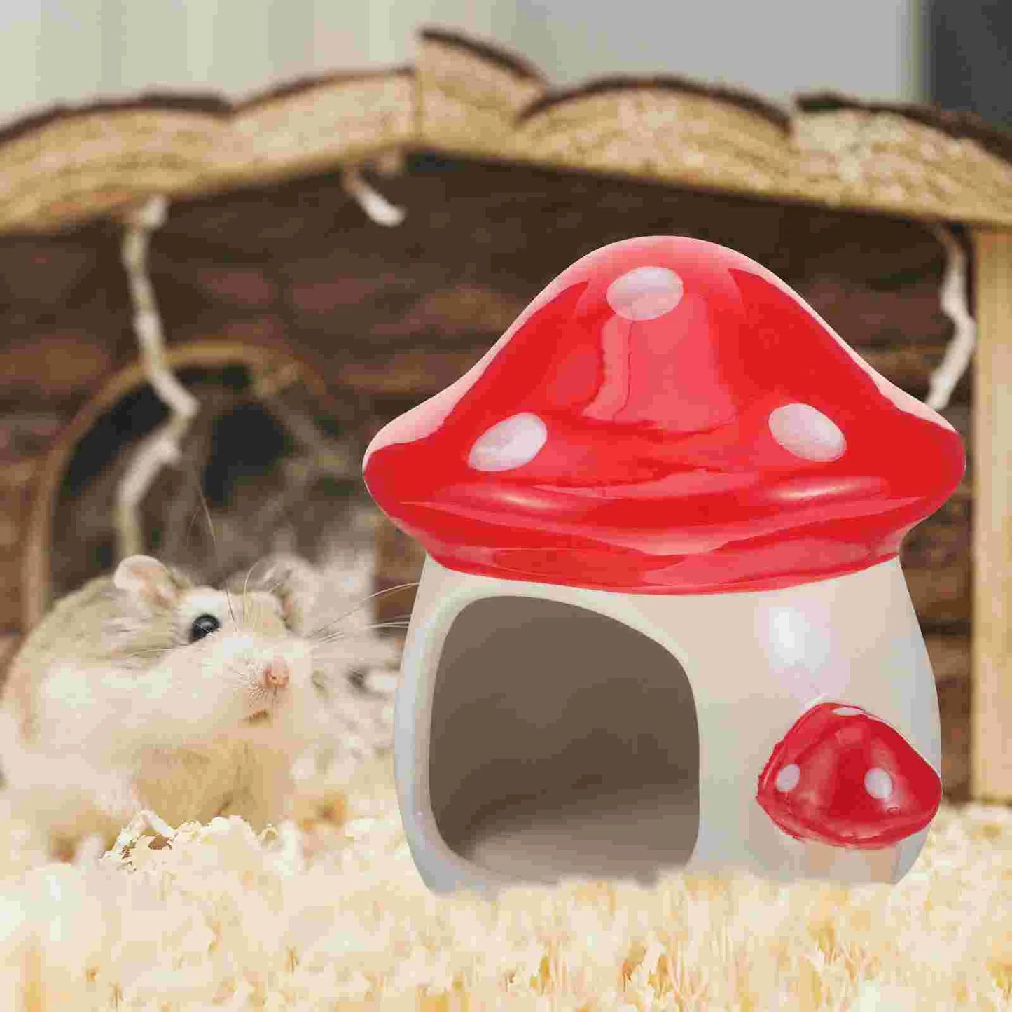 Ceramic Mushroom Shape Hamster House