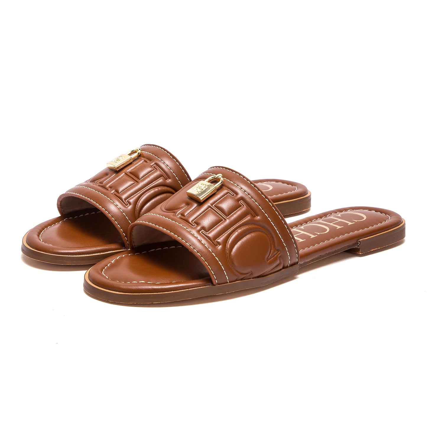 CHCH Women's Flat Embossed Sandals