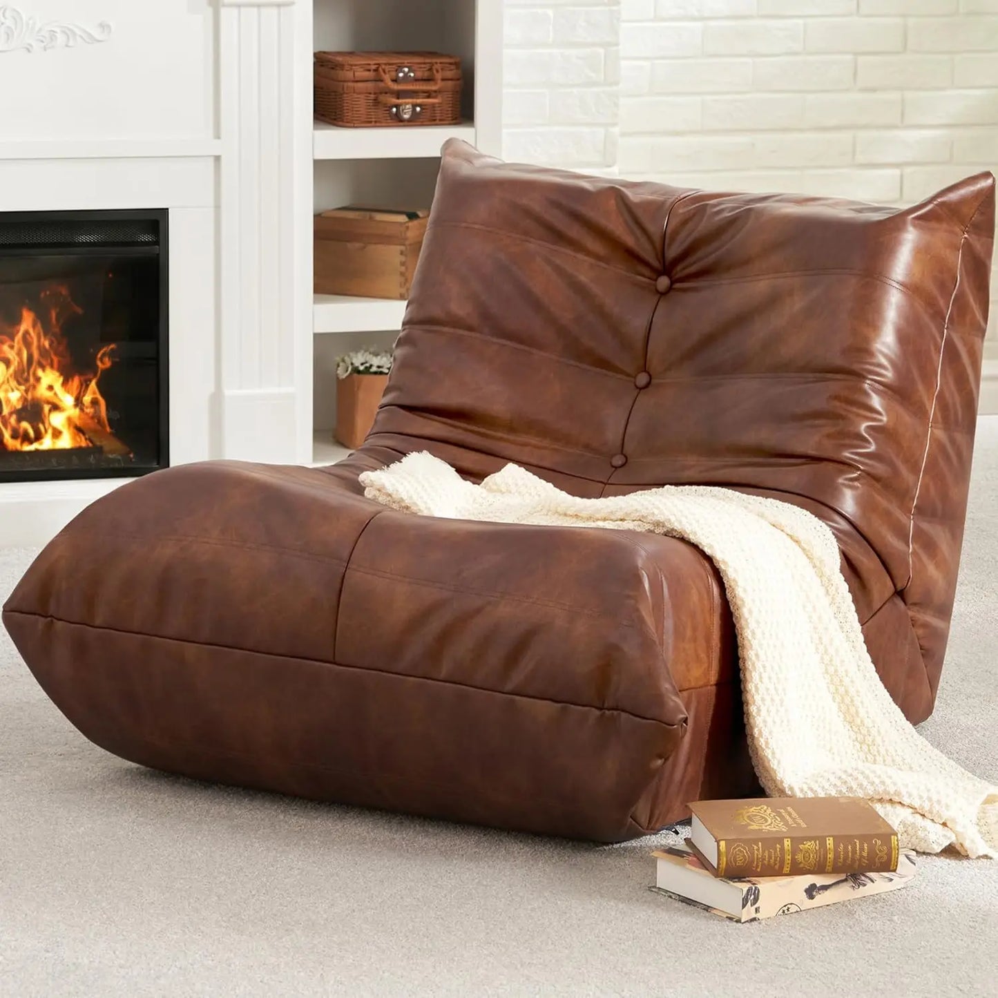 Giant Bean Bag Sofa Memory Foam Faux Leather