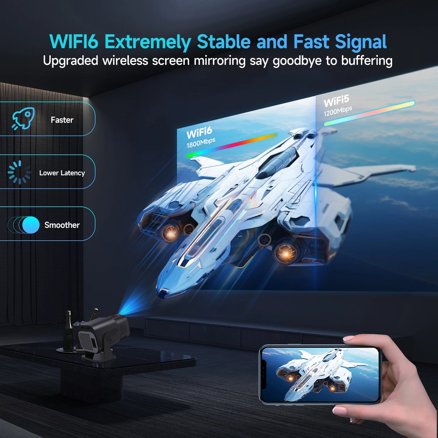 Cinema Outdoor Portable 180° Rotable Projector