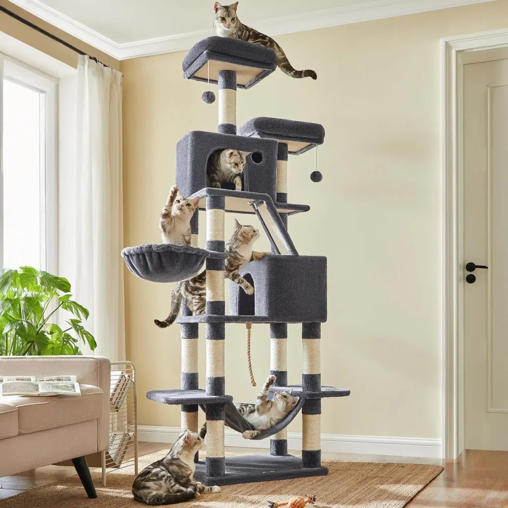 81.1-Inch Large Cat Multi-Level Plush Condo