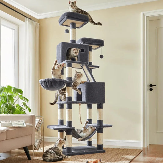 81.1-Inch Large Cat Multi-Level Plush Condo