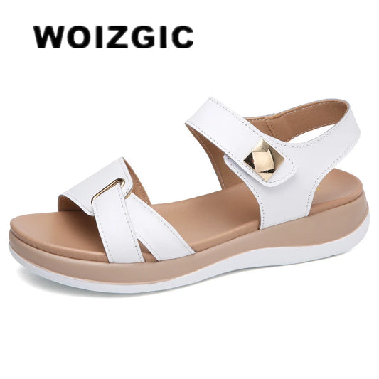 Genuine Leather Sandals Soft Hook Loop
