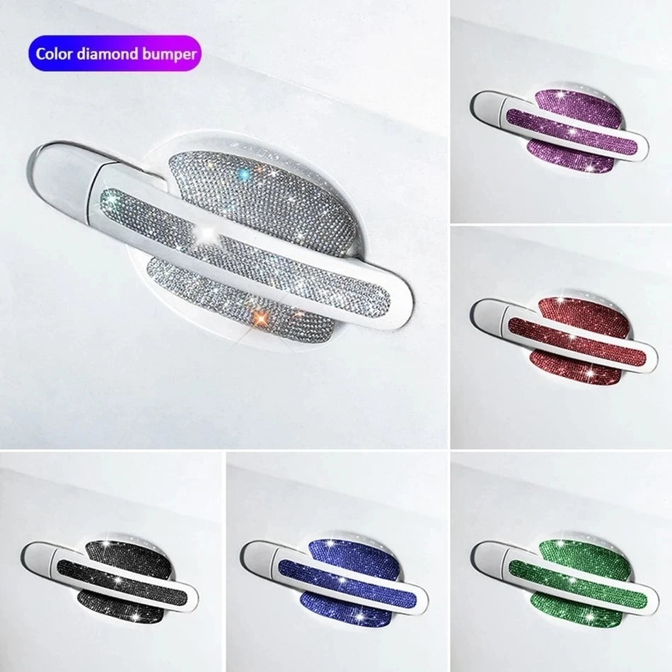 8Pcs Universal Door Handle Sticker Decor Bling Diamond Accessory