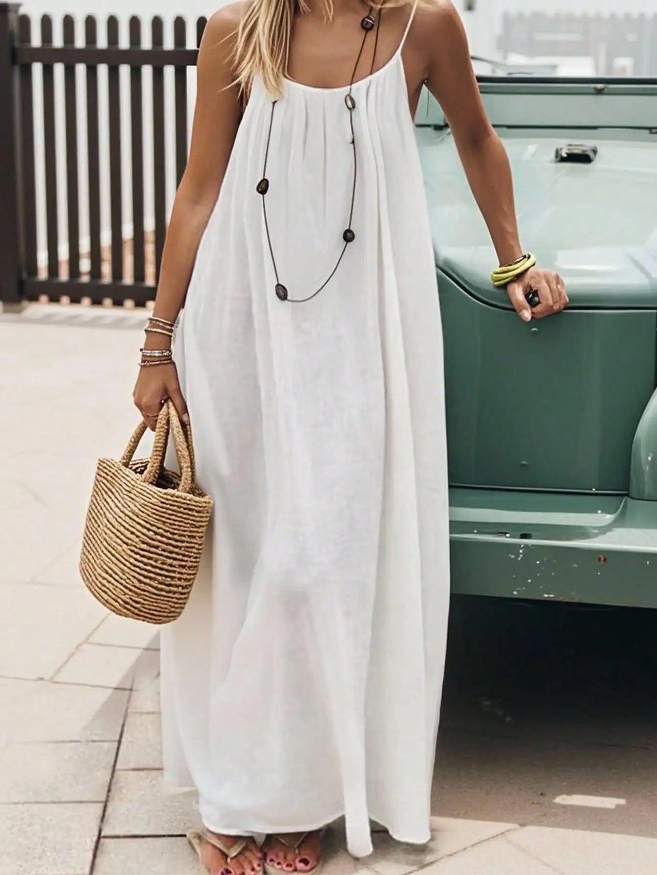 Plus Size Open Back Loose Long Casual Dress