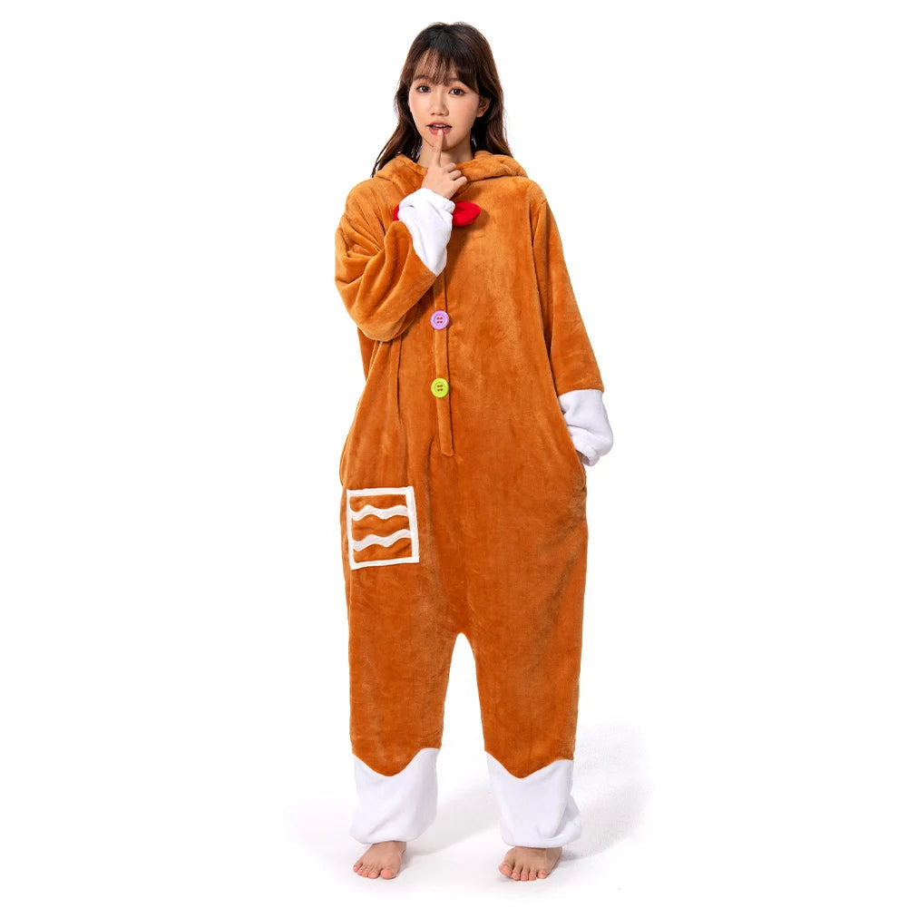 Gingerbread Man Onesie Pajamas Women Men Adult