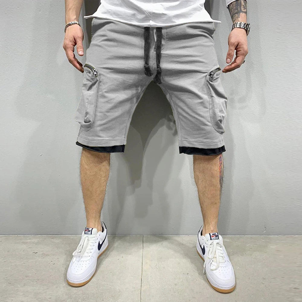 Cotton Workout Fitness Multi Pocket Yellow Shorts