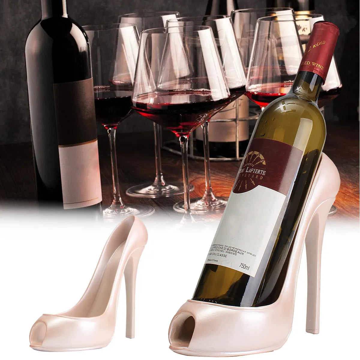 High Heel Shoe Wine Bottle Holder Stylish Open Toe