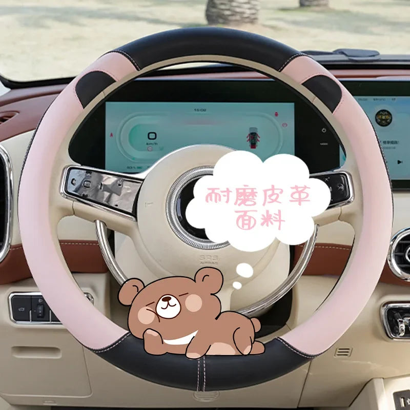 Cartoon Bear Ears Steering Wheel Cover