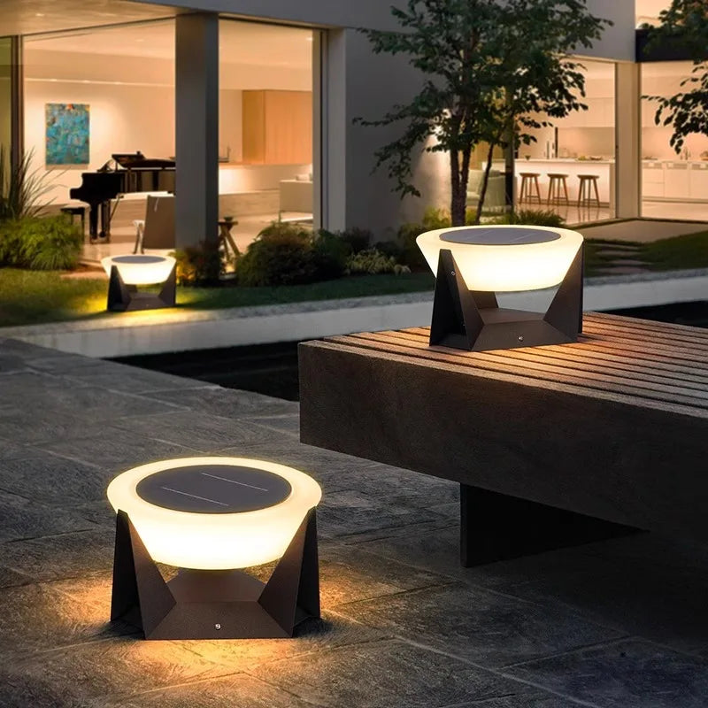 LED Cylindrical Solar Column Lamps Waterproof