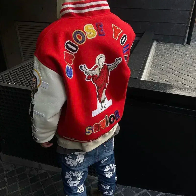 Hip-hop high-density letter embroidery jacket