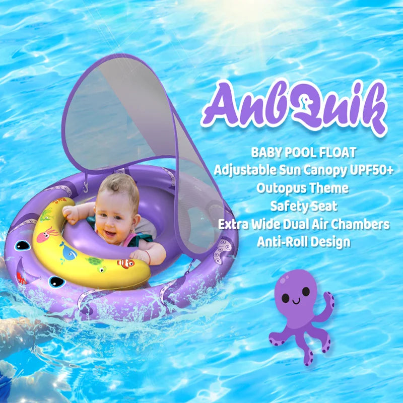 Baby Pool Float with Removable UPF50+ Sun Canopy
