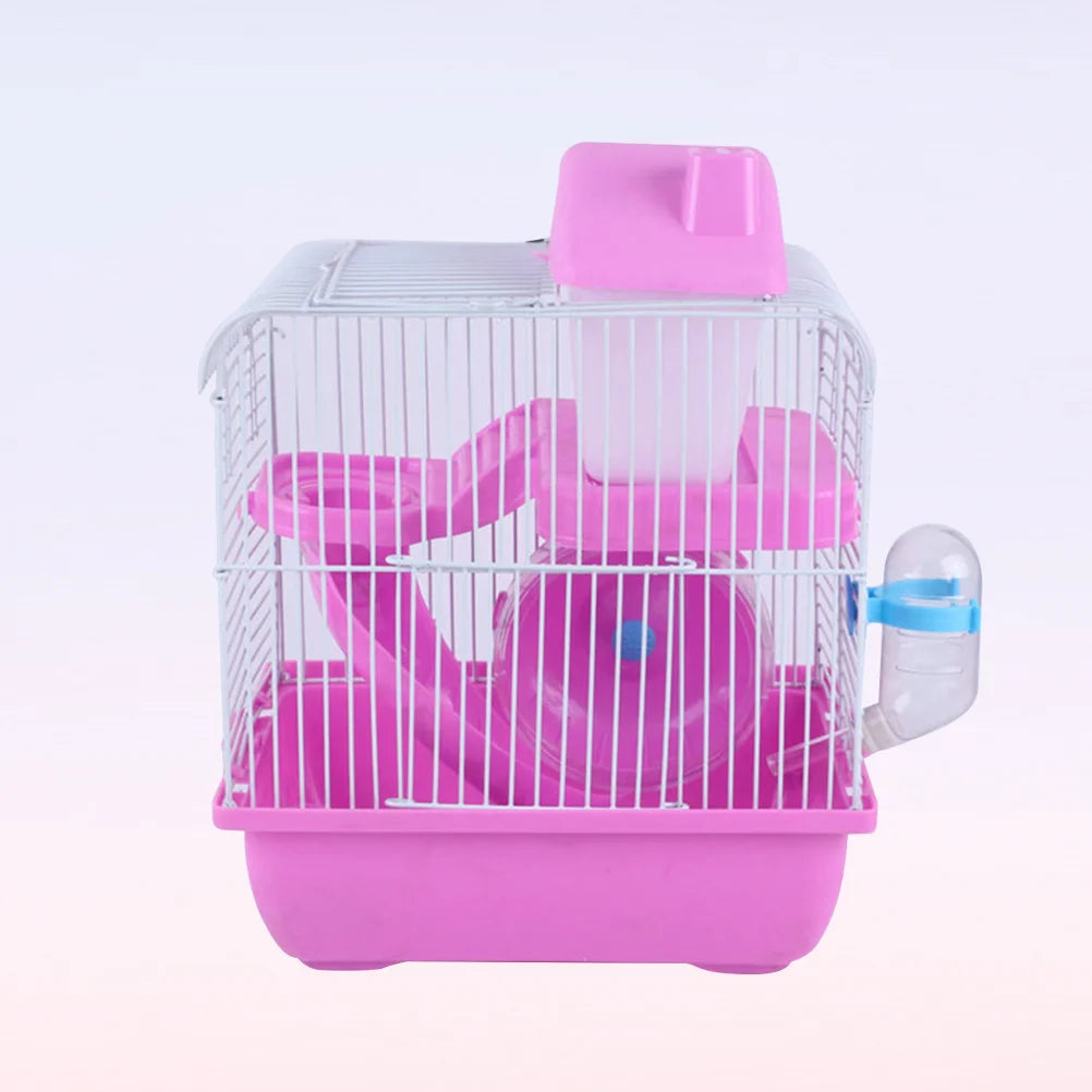 Double Layer Acrylic Pet Cage Includes Exercise Wheel Water Bottle