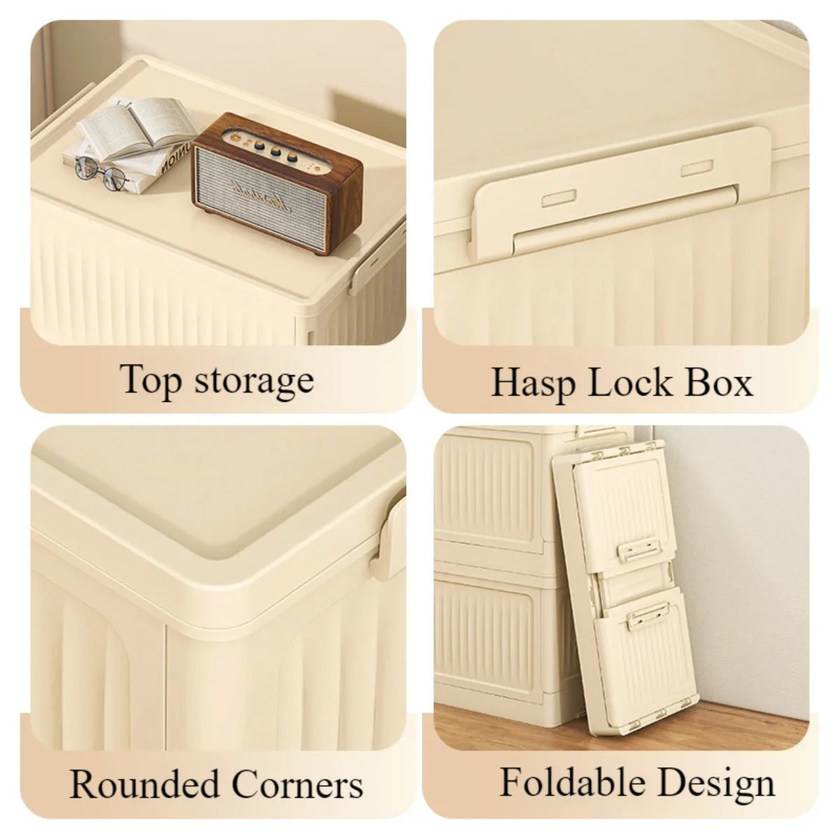 Folding Stackable Storage Bins with Lid