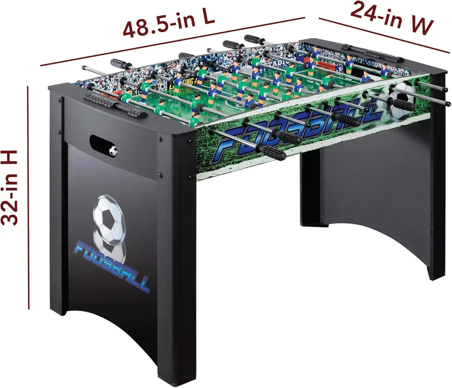 Playoff 4’ Foosball Table with Ergonomic Handles Analog Scoring and Leg Levelers