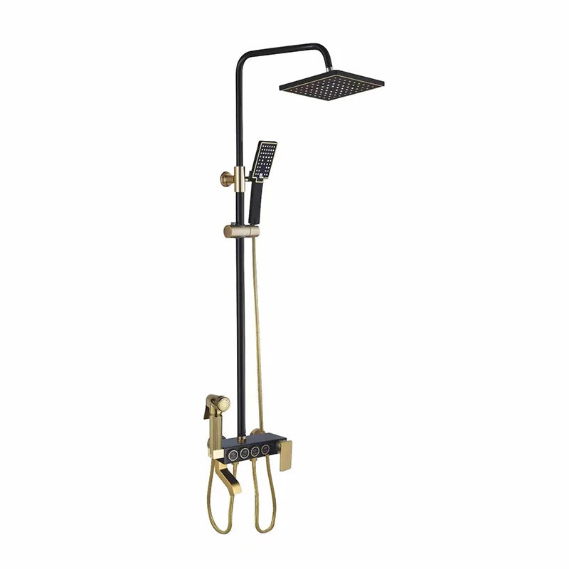 Black Rainfall Shower Bathroom Shower Faucet Set