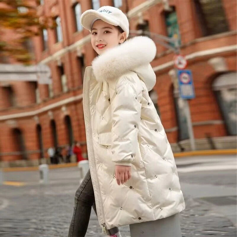 Girl Winter Glossy Coats Windproof Fashion Parkas