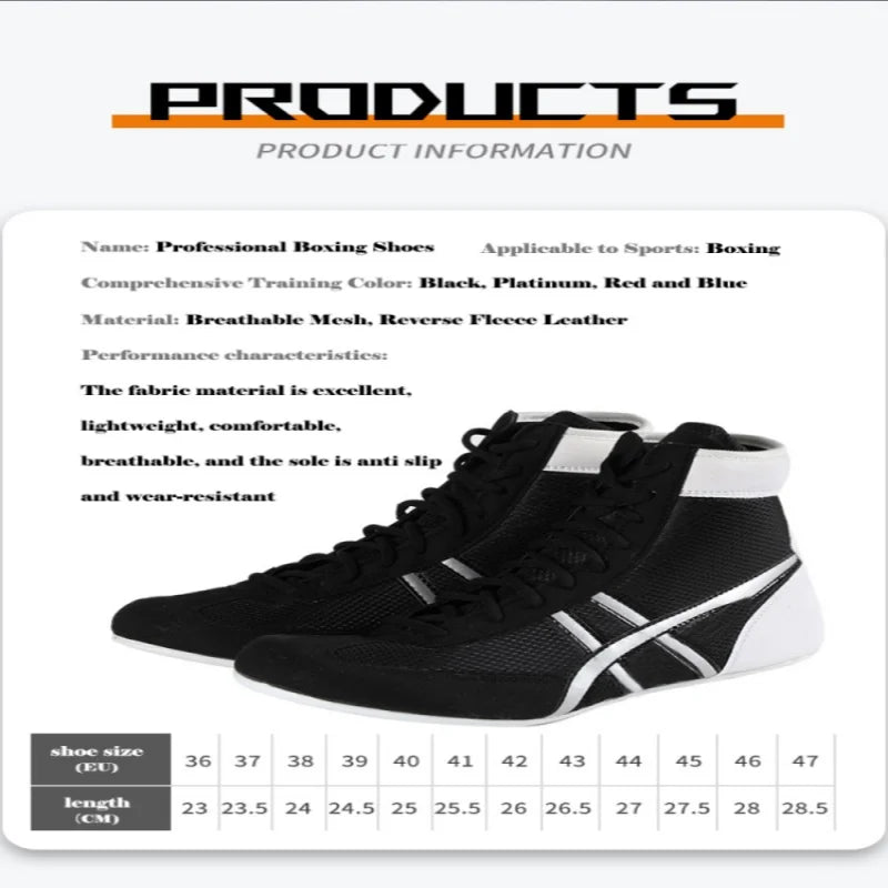 Professional Unisex Boxing Shoes Breathable Wear-Resistant Non-Slip