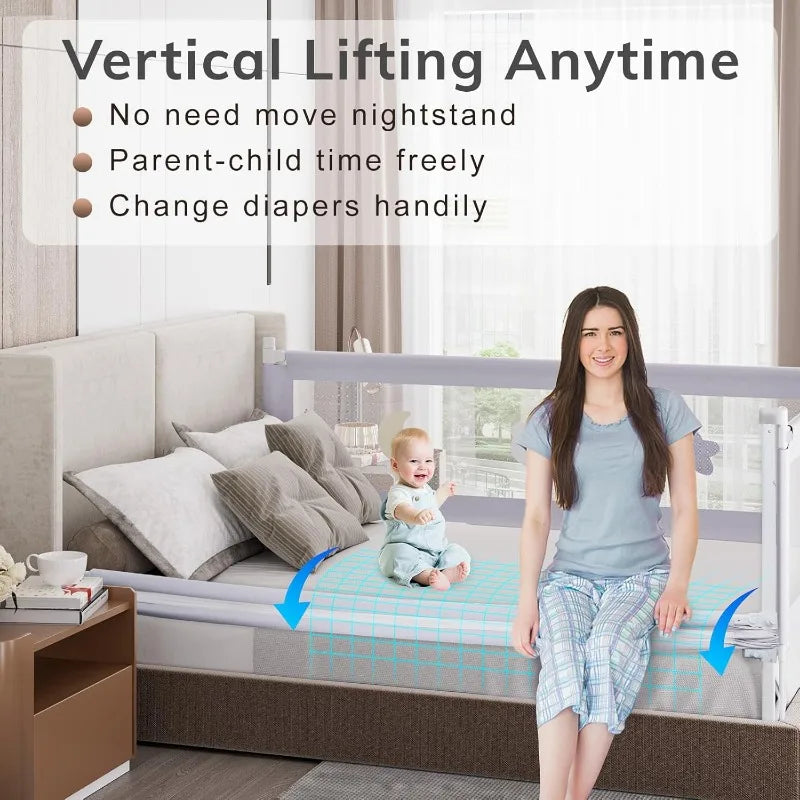 Bed Rail for Toddlers - (3 Pack) Toddler Bed Rails with Double Child Lock
