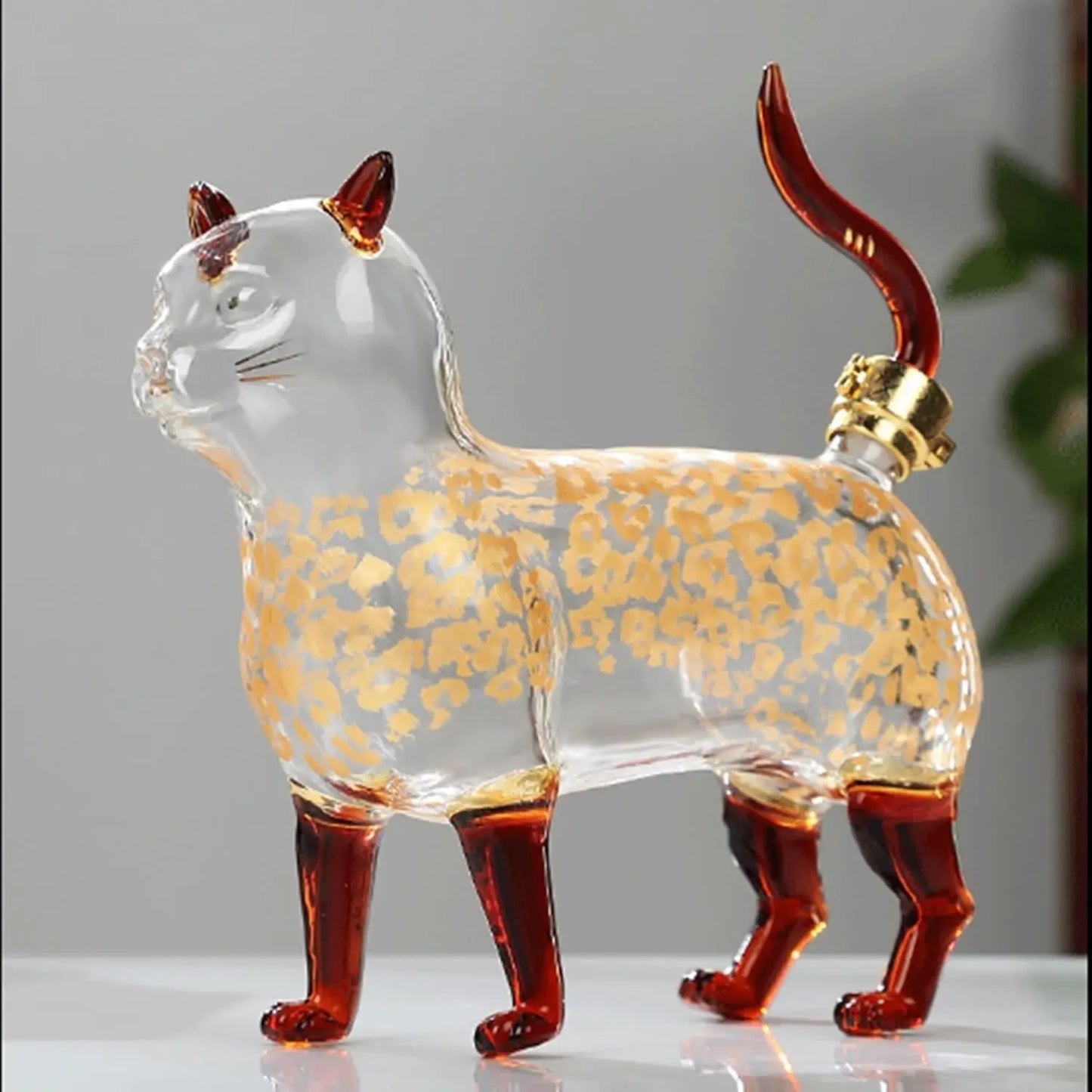 1000ml Cat Whiskey Decanter Hand-Blown Leakproof