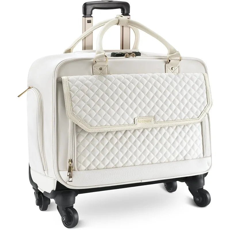 Rolling Laptop Bag with 4 Spinner Wheels and Telescopic Extendable Handle