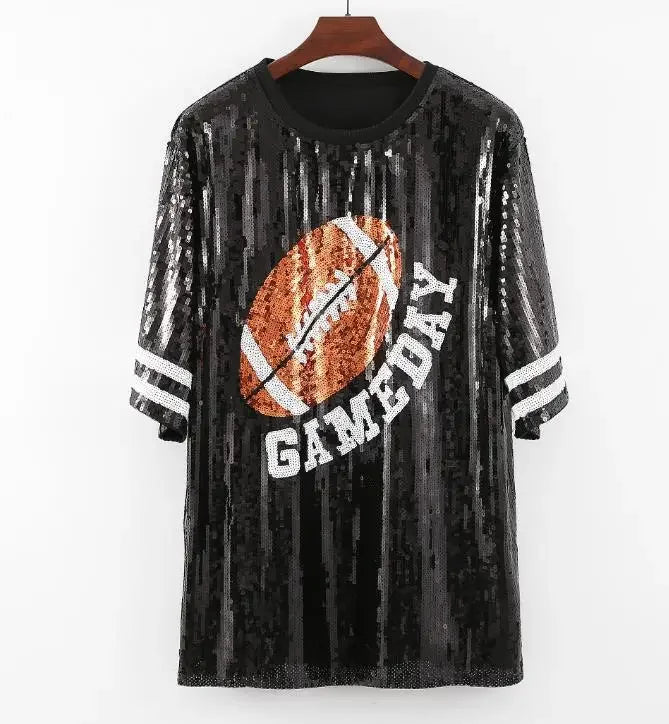 Half Sleeve Baggy Sequin T Shirt Dress