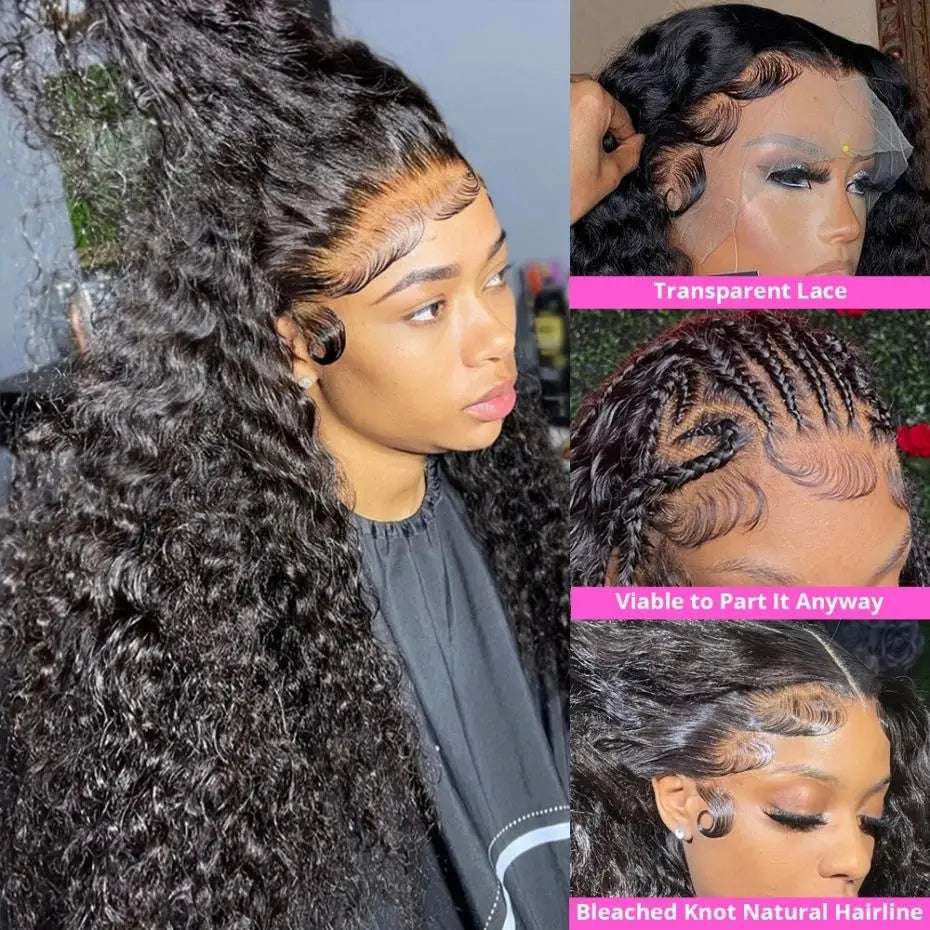 Deep Wave Lace Front Human Hair 180% Deep Curly Brazilian Wig