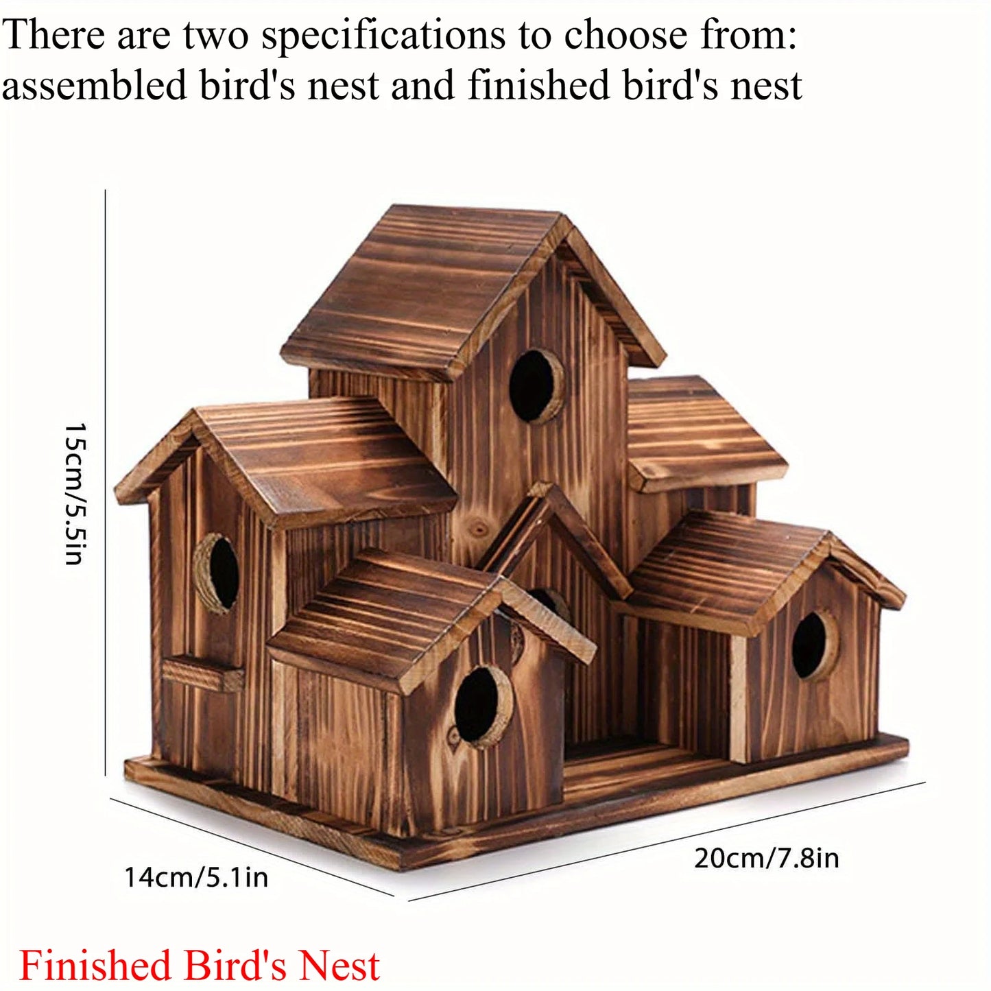 Outdoor Bird House, Handmade 6-hole, Hanging Habitat