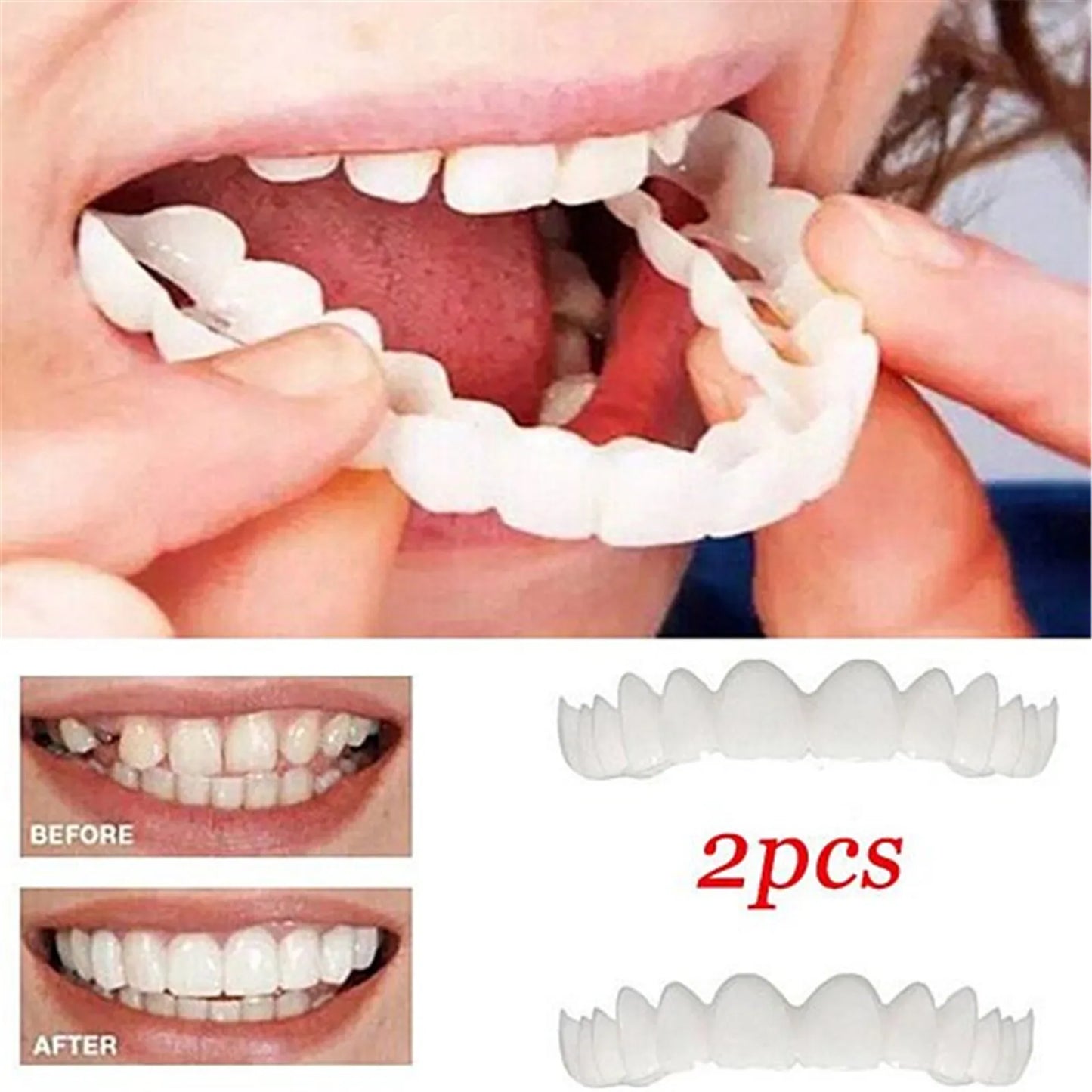 Teeth Whitening Tooth Cover Snap On Silicone Veneers