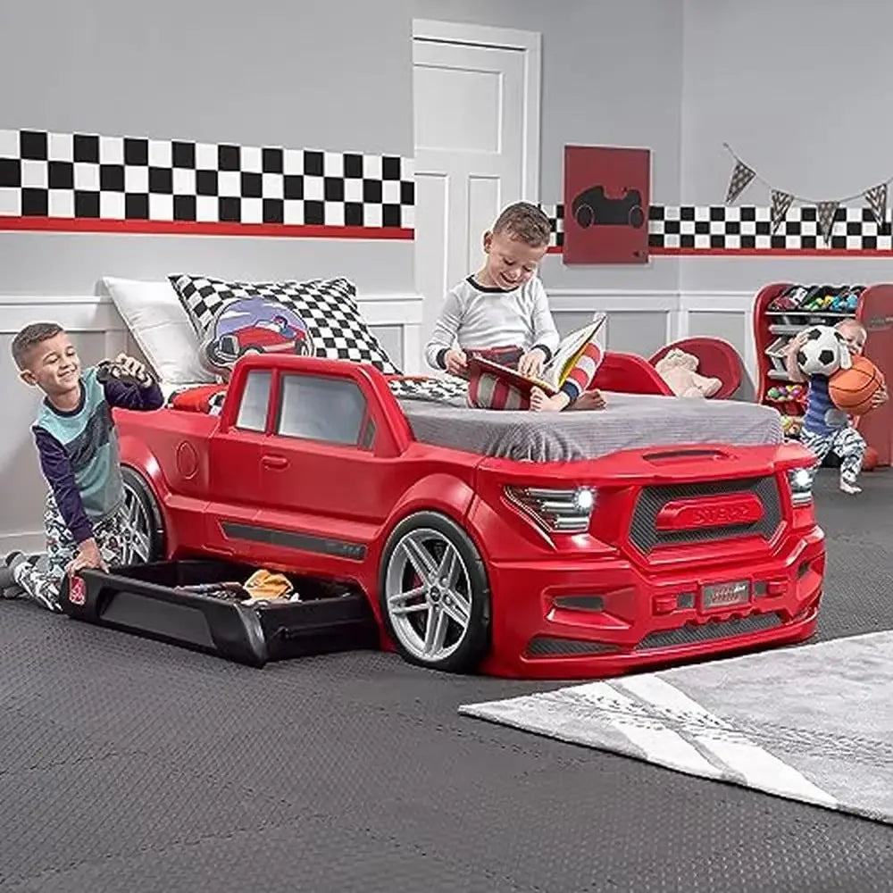 Twin Size Truck Car Bed with Working Headlights