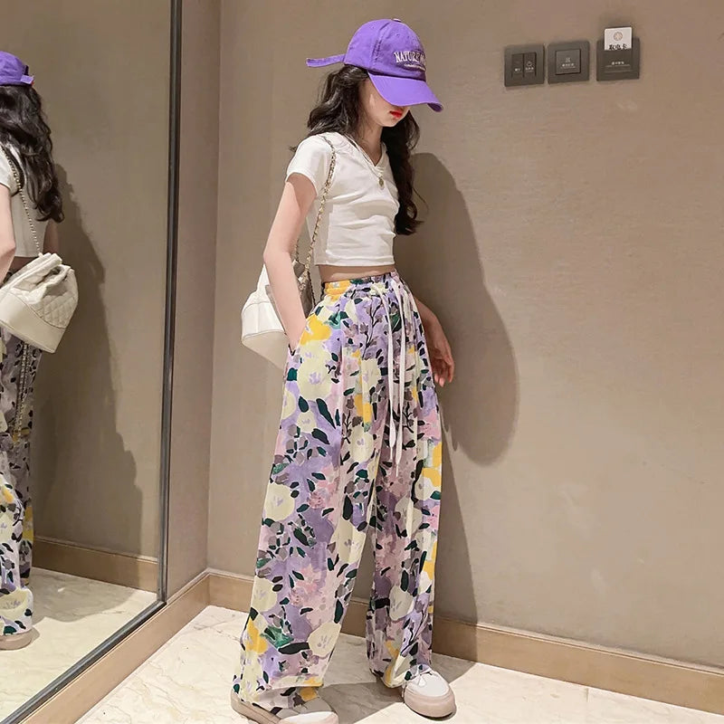 Summer Clothing Set Casual T-shirt Print Wide Leg Pants