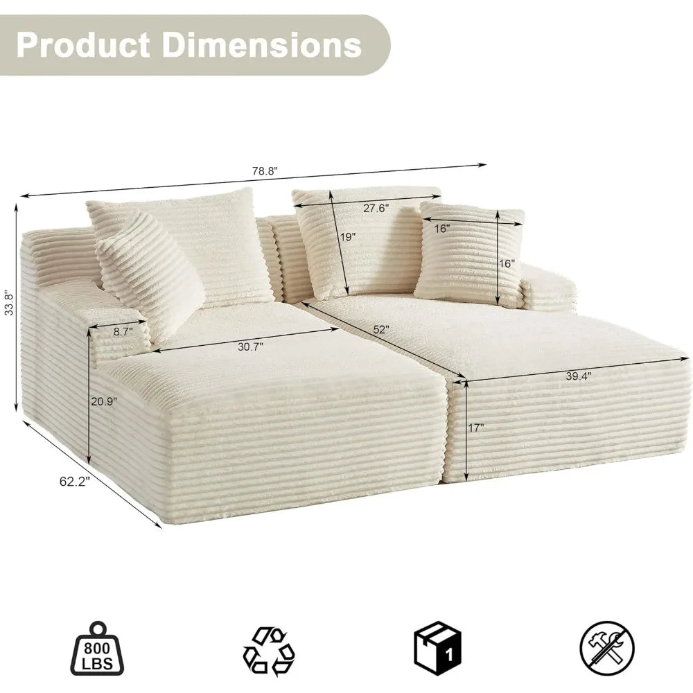 78” Oversized Double Chaise Lounge