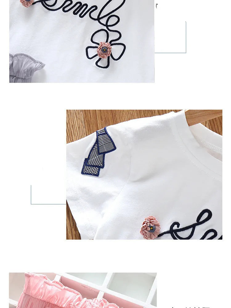 Girls Clothing Sets T-Shirt +Wide Leg Pants Suit