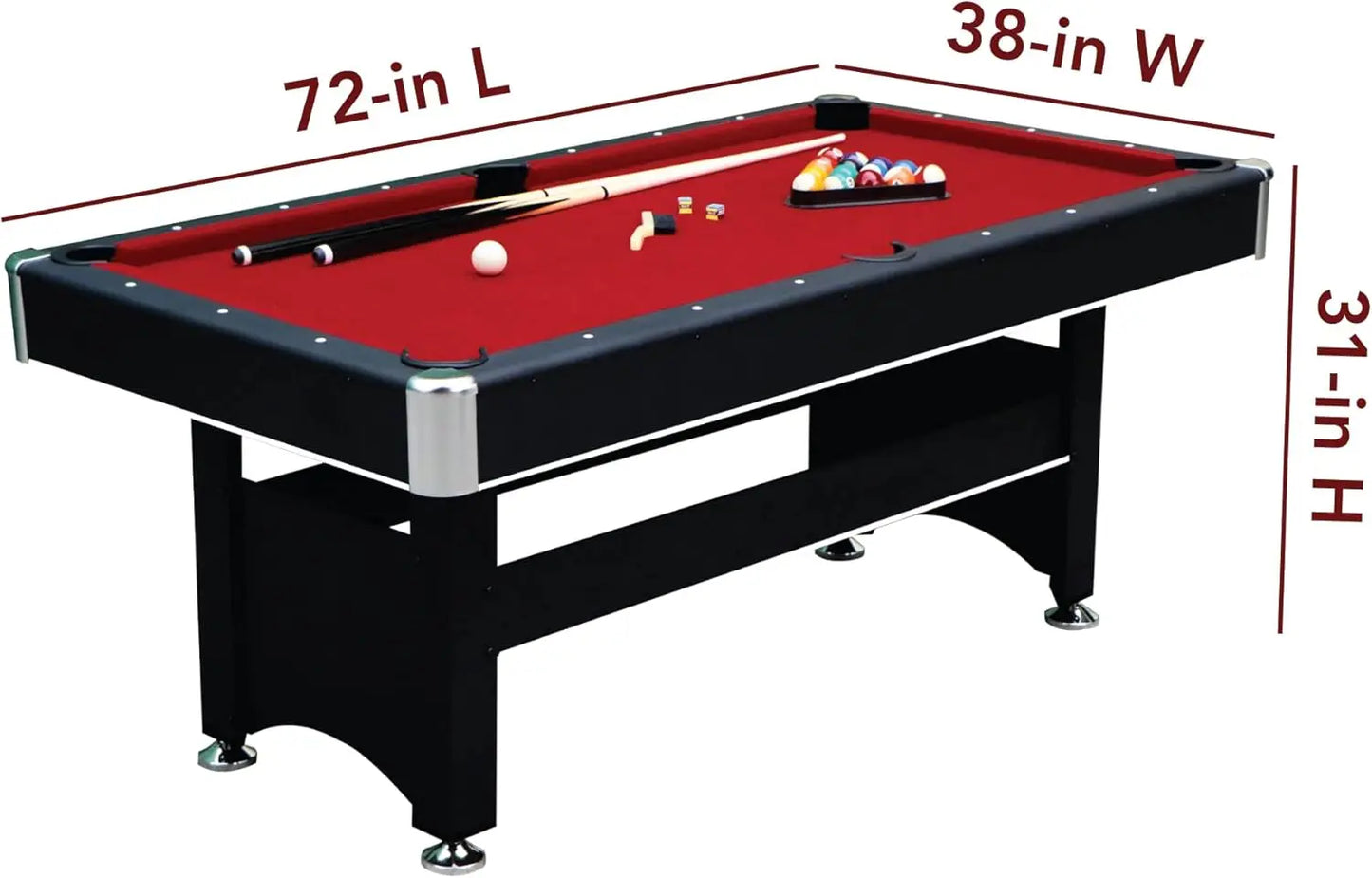 Spartan 6-ft Pool Table with Table Tennis Top Black with Red Felt