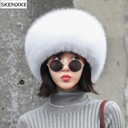 100% Natural Fox Fur Hat For Women