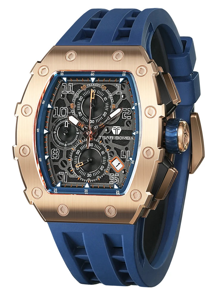 Waterproof Quartz Chronograph Rectangle Wristwatch