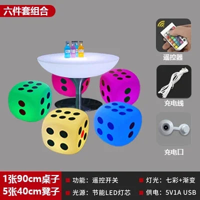 LED Luminous Bar KTV Outdoor Leisure Table and Chairs