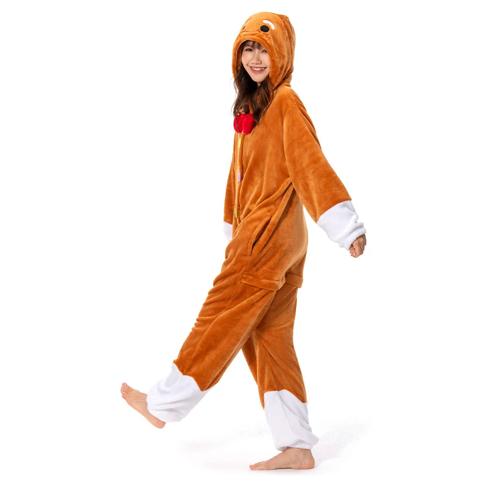 Gingerbread Man Onesie Pajamas Women Men Adult