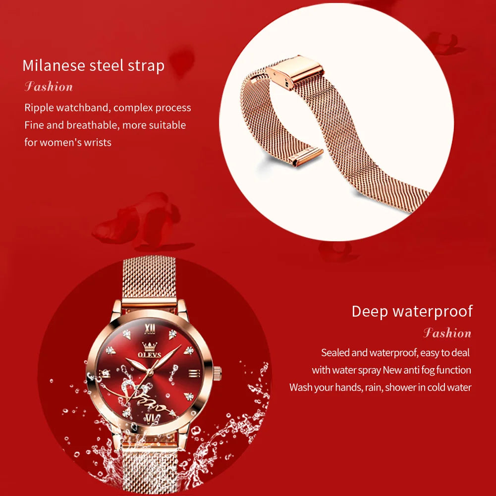 Red Love Elegant Stainless Steel Mesh Band